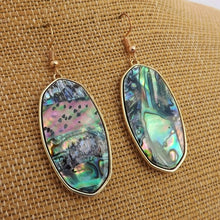 Load image into Gallery viewer, Paua & Gold Tone Drop Earrings