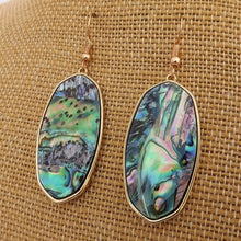 Load image into Gallery viewer, Paua & Gold Tone Drop Earrings