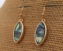 Load image into Gallery viewer, Paua & Gold Tone Oval Drop Earrings