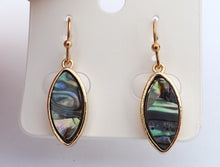 Load image into Gallery viewer, Paua & Gold Tone Oval Drop Earrings
