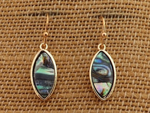 Load image into Gallery viewer, Paua & Gold Tone Oval Drop Earrings
