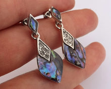 Load image into Gallery viewer, Paua & Silver Tone Drop Earrings