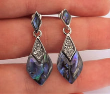 Load image into Gallery viewer, Paua & Silver Tone Drop Earrings