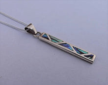 Load image into Gallery viewer, Paua & Solid Sterling Silver Rectangle Pendant Necklace