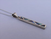 Load image into Gallery viewer, Paua & Solid Sterling Silver Rectangle Pendant Necklace