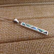 Load image into Gallery viewer, Paua & Solid Sterling Silver Rectangle Pendant Necklace