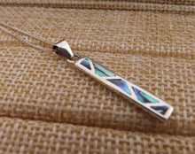 Load image into Gallery viewer, Paua & Solid Sterling Silver Rectangle Pendant Necklace