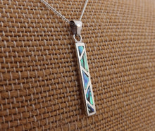 Load image into Gallery viewer, Paua & Solid Sterling Silver Rectangle Pendant Necklace