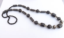 Load image into Gallery viewer, Pearly Grey Black Vintage Plastic Bead Necklace