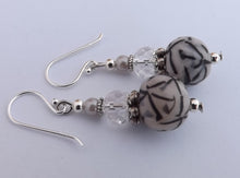 Load image into Gallery viewer, Pearly White & Black Kathryn Design Bead Earrings on Sterling Silver Hooks
