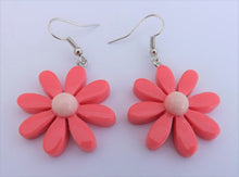 Load image into Gallery viewer, Pink Daisy Plastic Drop Earrings