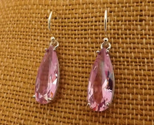 Load image into Gallery viewer, Pink Faceted Crystal Drop Earrings on Sterling Silver Hooks