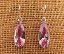Load image into Gallery viewer, Pink Faceted Crystal Drop Earrings on Sterling Silver Hooks