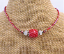 Load image into Gallery viewer, Pink Handmade Kathryn Design bead necklace