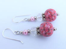 Load image into Gallery viewer, Pink Mix Handmade Kathryn Design bead earrings on Sterling Silver Hooks