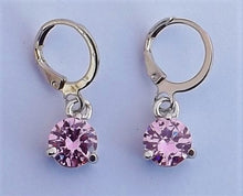 Load image into Gallery viewer, Pink & Silver Tone Round Crystal Cut Round Faceted Necklace & Earrings Set