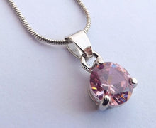 Load image into Gallery viewer, Pink & Silver Tone Round Crystal Cut Round Faceted Necklace & Earrings Set