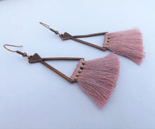 Load image into Gallery viewer, Copper Tone Triangle Tassel Earrings (12x colour options)
