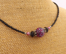Load image into Gallery viewer, Pink & Black Handmade Kathryn Design Bead Necklace