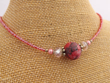 Load image into Gallery viewer, Pink & Black Kathryn Design Handmade bead necklace