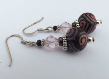 Load image into Gallery viewer, Pink & Black Kathryn Design earrings on Sterling Silver hooks
