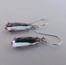 Load image into Gallery viewer, Pink & Blue Faceted Crystal Drop Earrings on Sterling Silver Hooks
