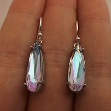 Load image into Gallery viewer, Pink & Blue Faceted Crystal Drop Earrings on Sterling Silver Hooks