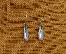 Load image into Gallery viewer, Pink & Blue Faceted Crystal Drop Earrings on Sterling Silver Hooks
