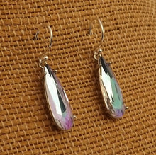 Load image into Gallery viewer, Pink & Blue Faceted Crystal Drop Earrings on Sterling Silver Hooks