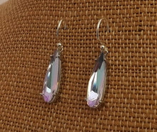 Load image into Gallery viewer, Pink & Blue Faceted Crystal Drop Earrings on Sterling Silver Hooks