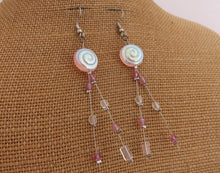 Load image into Gallery viewer, Pink & Clear Handmade Bead Drop Earrings