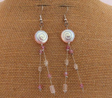 Load image into Gallery viewer, Pink & Clear Handmade Bead Drop Earrings