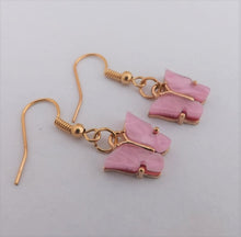 Load image into Gallery viewer, Pink & Gold Tone Butterfly Earrings