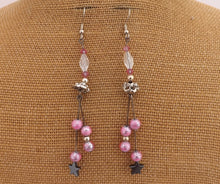 Load image into Gallery viewer, Pink & Hematite Grey Handmade Long Bead Earrings