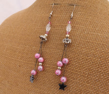 Load image into Gallery viewer, Pink & Hematite Grey Handmade Long Bead Earrings