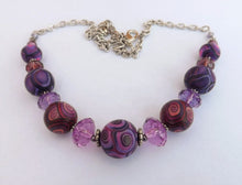 Load image into Gallery viewer, Pink & Purple Kathryn Design Chunky Bead Necklace with Chain