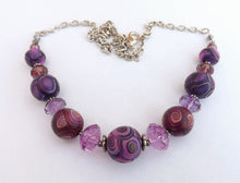 Load image into Gallery viewer, Pink & Purple Kathryn Design Chunky Bead Necklace with Chain