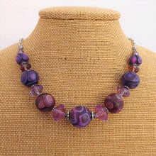 Load image into Gallery viewer, Pink & Purple Kathryn Design Chunky Bead Necklace with Chain