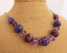 Load image into Gallery viewer, Pink & Purple Kathryn Design Chunky Bead Necklace with Chain