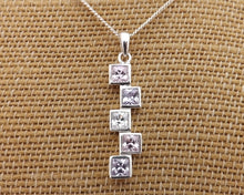 Load image into Gallery viewer, Pink, Purple & Clear Sterling Silver Pendant Necklace