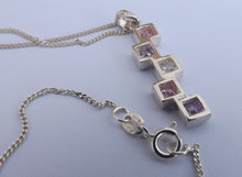 Load image into Gallery viewer, Pink, Purple & Clear Sterling Silver Pendant Necklace