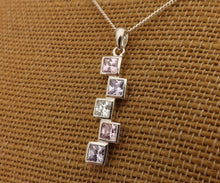 Load image into Gallery viewer, Pink, Purple & Clear Sterling Silver Pendant Necklace