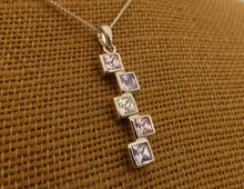 Load image into Gallery viewer, Pink, Purple & Clear Sterling Silver Pendant Necklace