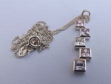 Load image into Gallery viewer, Pink, Purple & Clear Sterling Silver Pendant Necklace