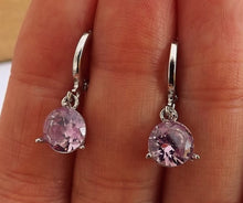 Load image into Gallery viewer, Pink & Silver Tone Round Crystal Cut Round Faceted Necklace & Earrings Set