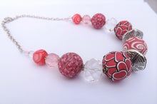 Load image into Gallery viewer, Pink & White Chunky Kathryn Design Bead Necklace with Chain