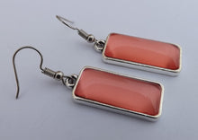 Load image into Gallery viewer, Plain Pink Rectangle Drop Dome Earrings