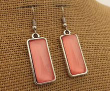 Load image into Gallery viewer, Plain Pink Rectangle Drop Dome Earrings