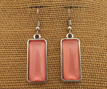 Load image into Gallery viewer, Plain Pink Rectangle Drop Dome Earrings