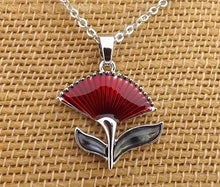 Load image into Gallery viewer, Pohutukawa Flower Pendant Necklace on Silver Tone Chain